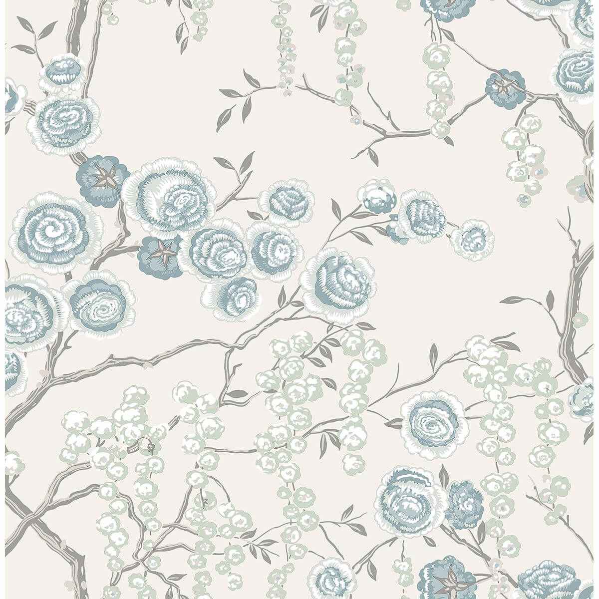 Aqua Peony Tree Wallpaper - York Wallcoverings - 2785-24832