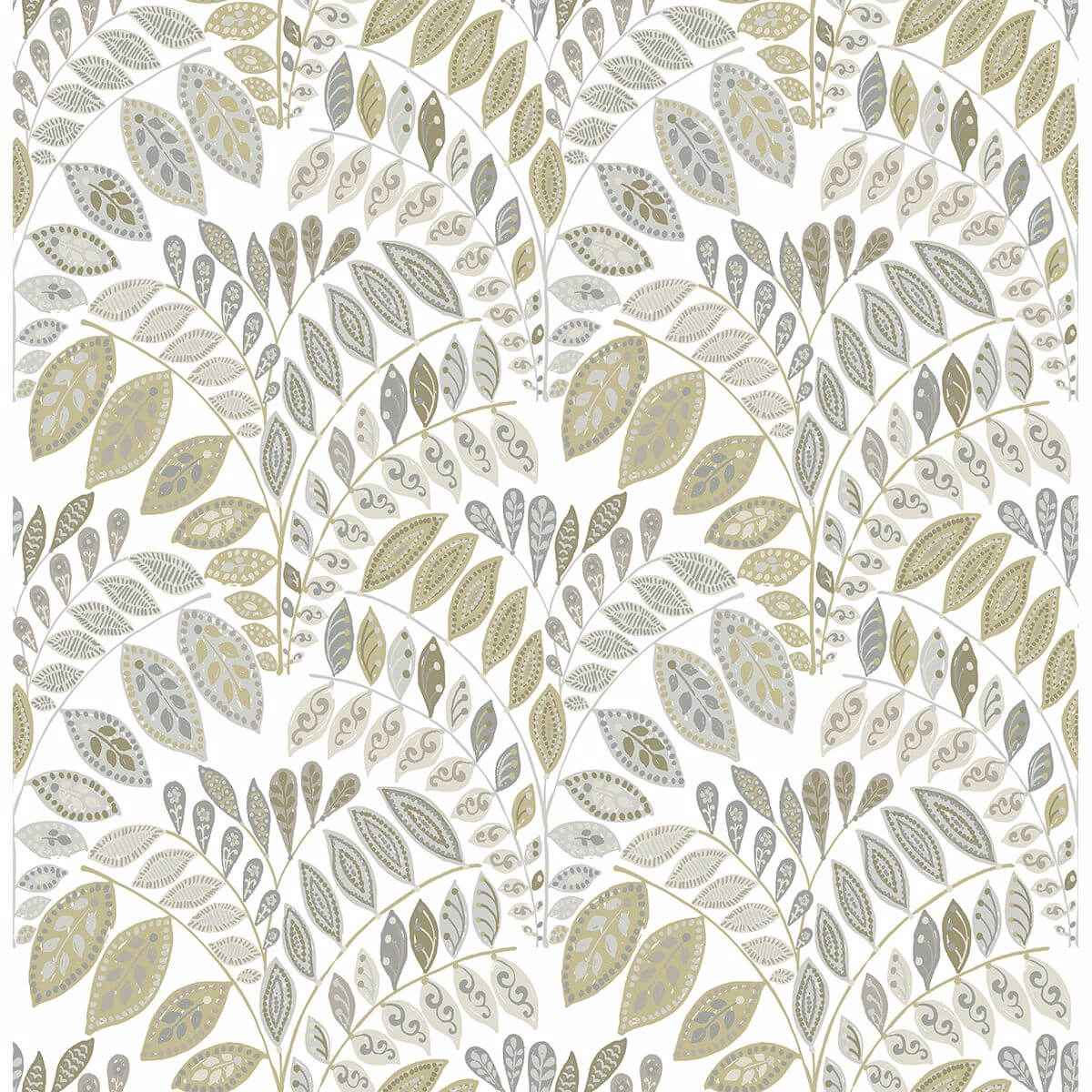Fiddlehead Grey Botanical Wallpaper - York Wallcoverings - 2821-25145 - York Wallcoverings Wallpaper