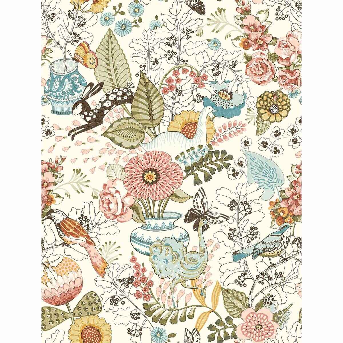 Whimsy Pink Fauna Wallpaper - York Wallcoverings - 2821-12802