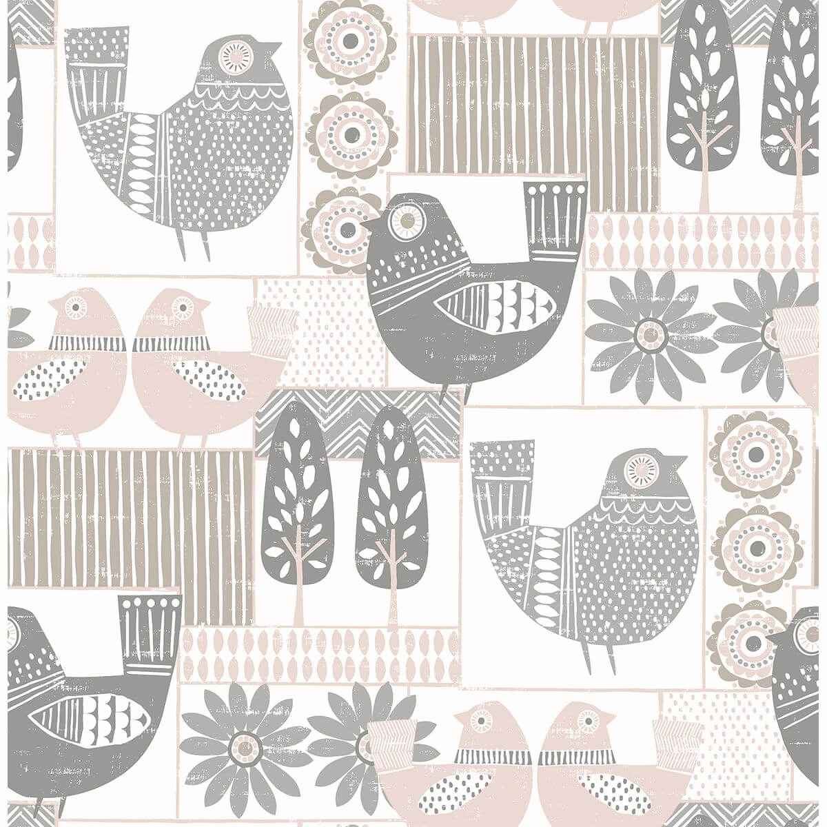 Hennika Light Pink Patchwork Wallpaper - York Wallcoverings - 2821-25115