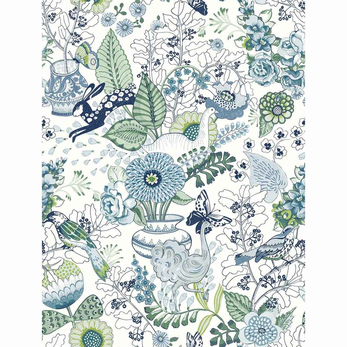 Whimsy Blue Fauna Wallpaper - York Wallcoverings - 2821-12804 - York Wallcoverings Wallpaper