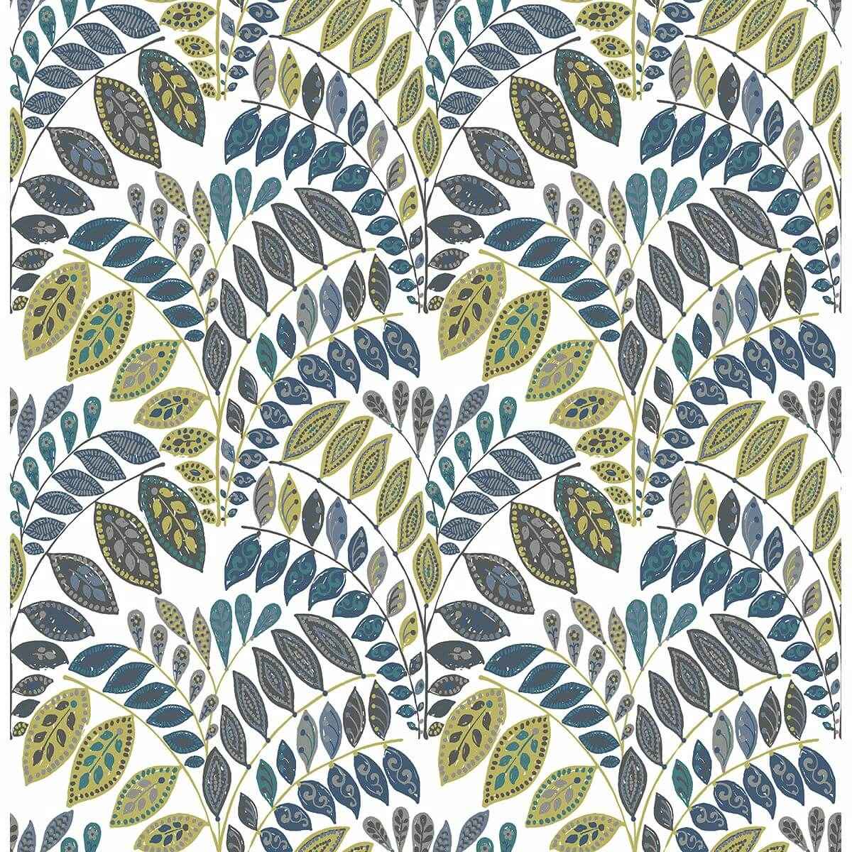 Fiddlehead Green Botanical Wallpaper - York Wallcoverings - 2821-25142