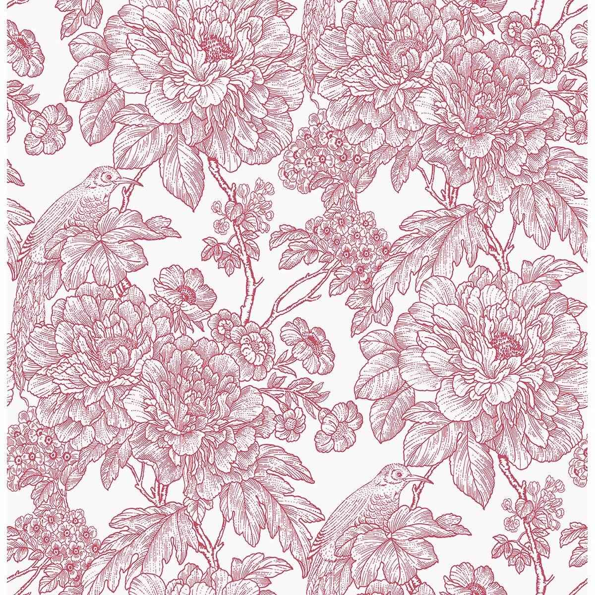Birds of Paradise Breeze Red Floral Wallpaper - York Wallcoverings - 2901-25410 - York Wallcoverings Wallpaper
