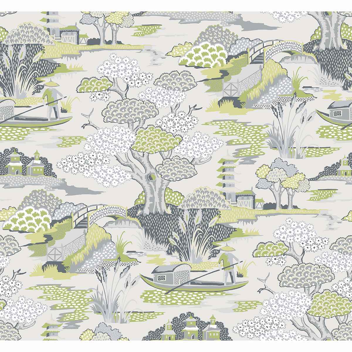 Joy De Vie Green Toile Wallpaper - York Wallcoverings - 2901-87508 - York Wallcoverings Wallpaper
