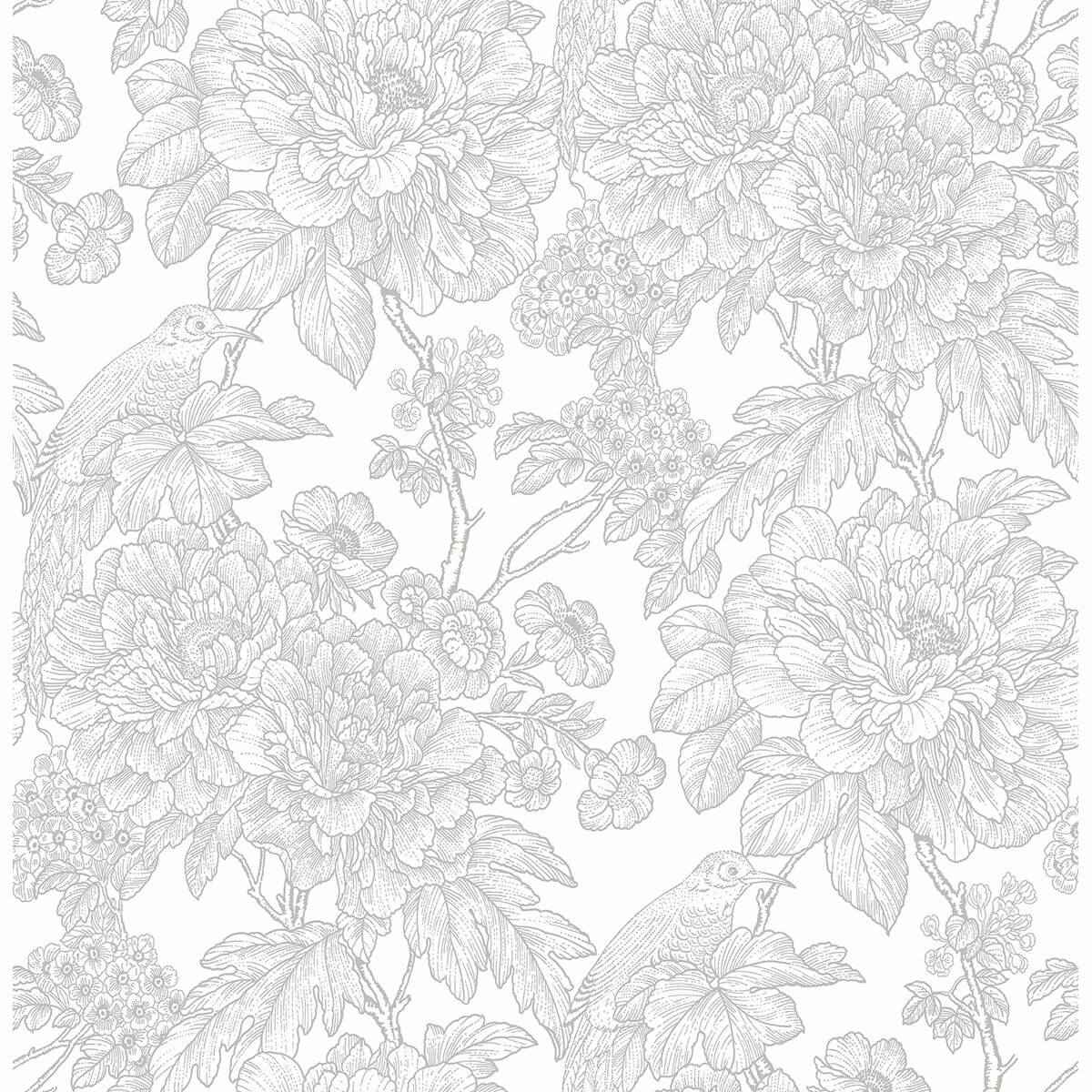 Birds of Paradise Breeze Grey Floral Wallpaper - York Wallcoverings - 2901-25412 - York Wallcoverings Wallpaper