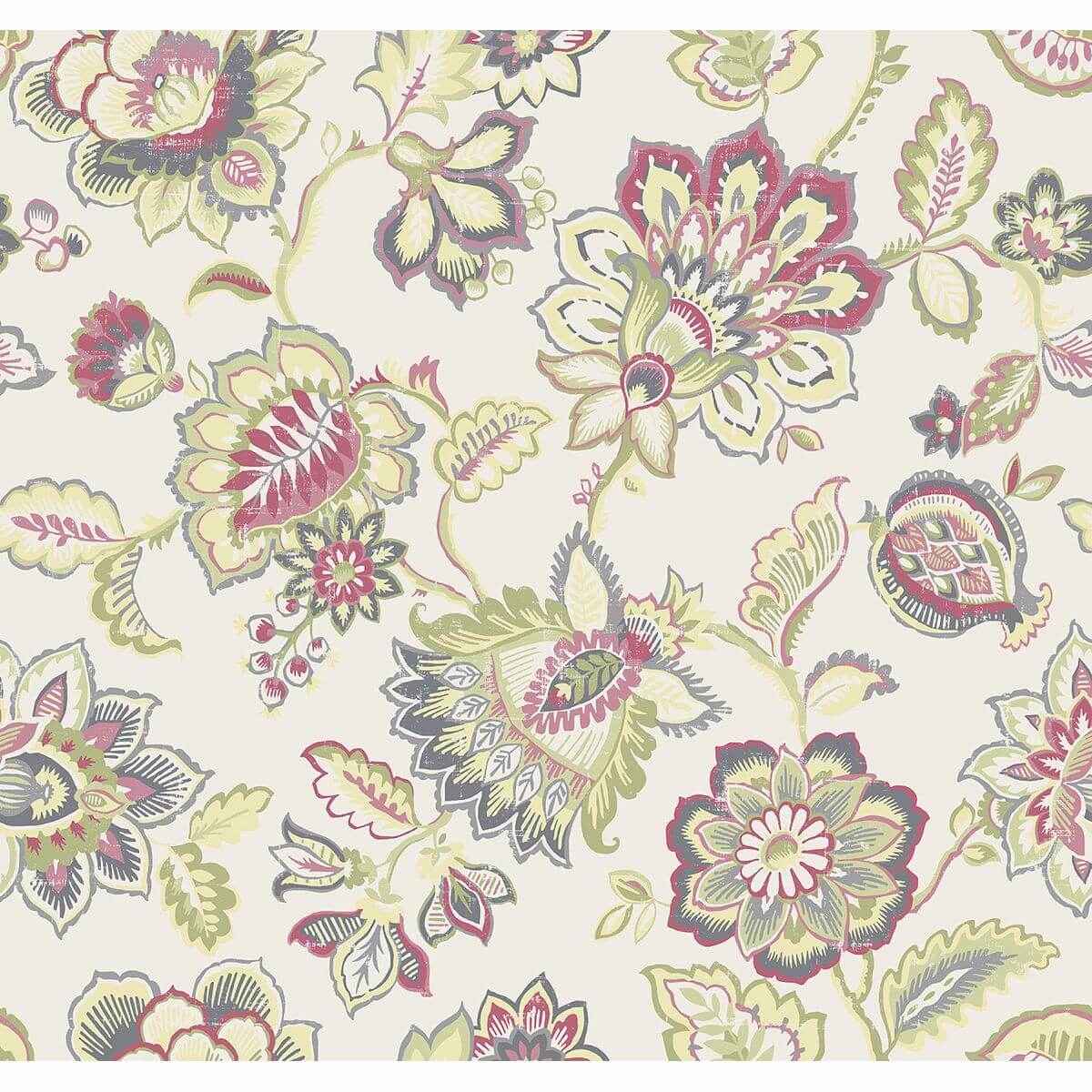 Corona Green Jacobean Wallpaper - York Wallcoverings - 2901-87513