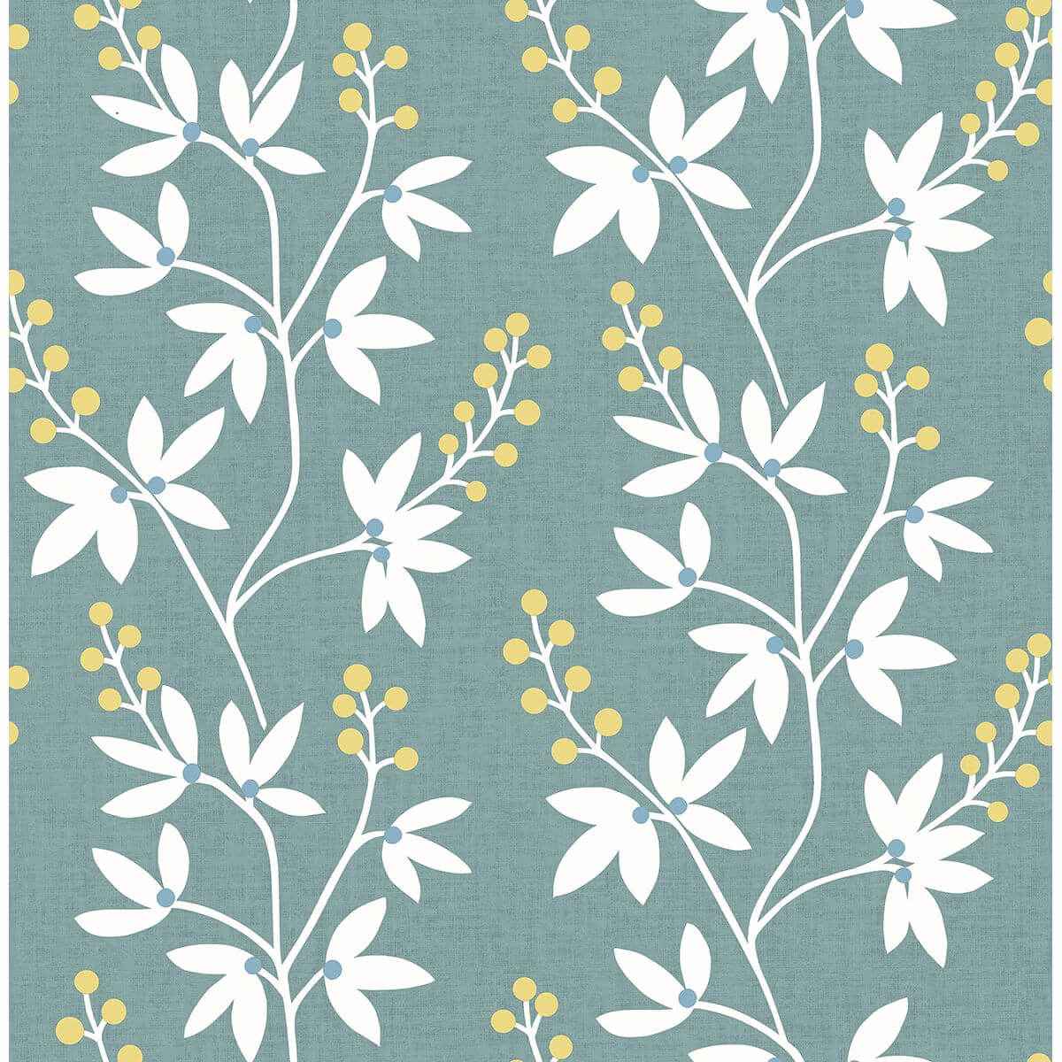 Linnea Elsa Teal Botanical Trail Wallpaper - York Wallcoverings - 2901-25440