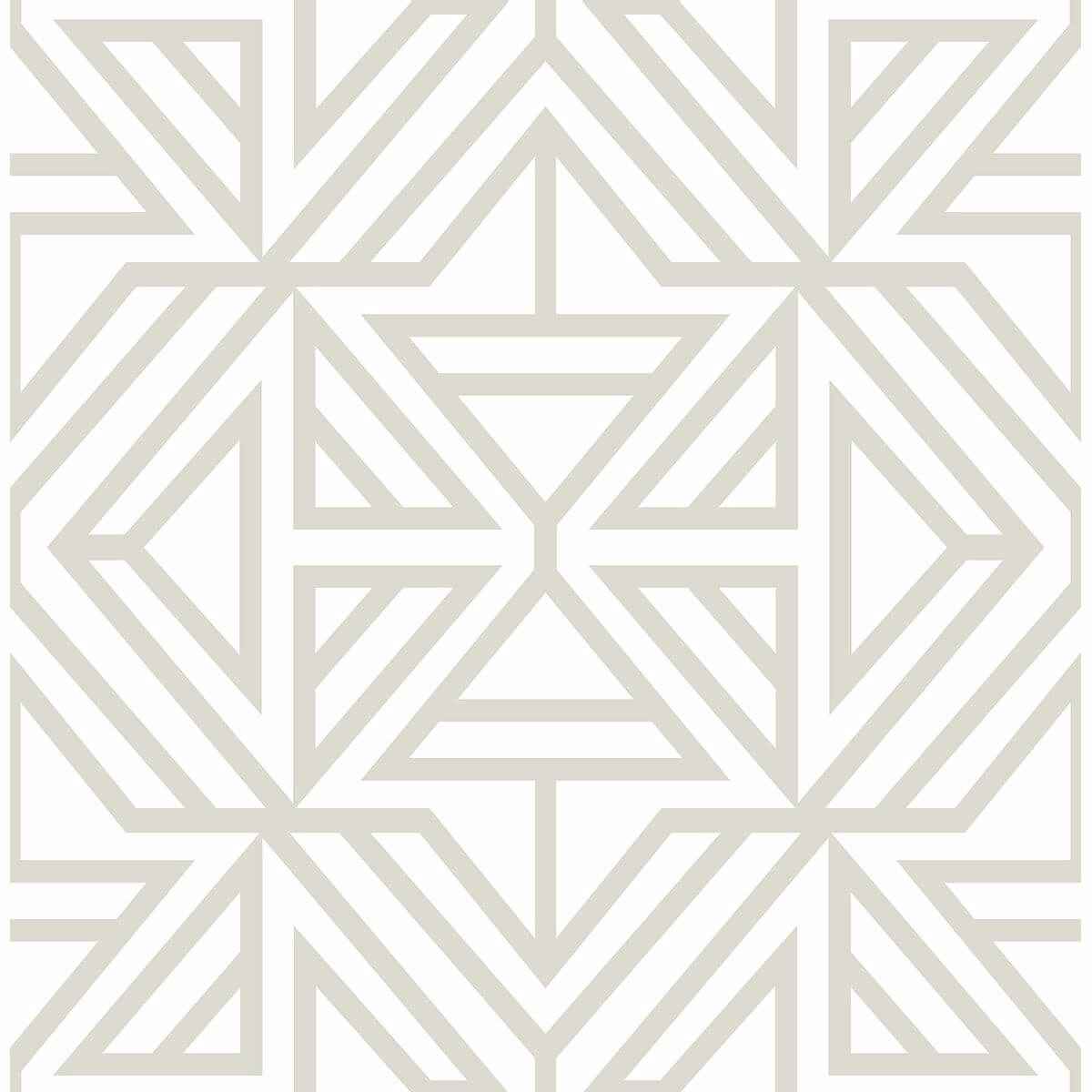 Helios Bone Geometric Wallpaper - York Wallcoverings - 2902-25554