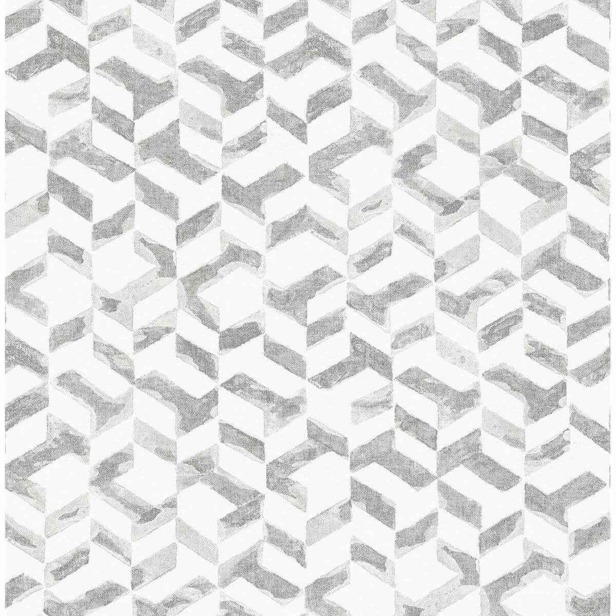Instep Platinum Abstract Geometric Wallpaper - York Wallcoverings - 2902-25501