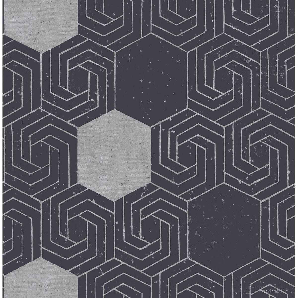 Momentum Navy Geometric Wallpaper - York Wallcoverings - 2902-25547