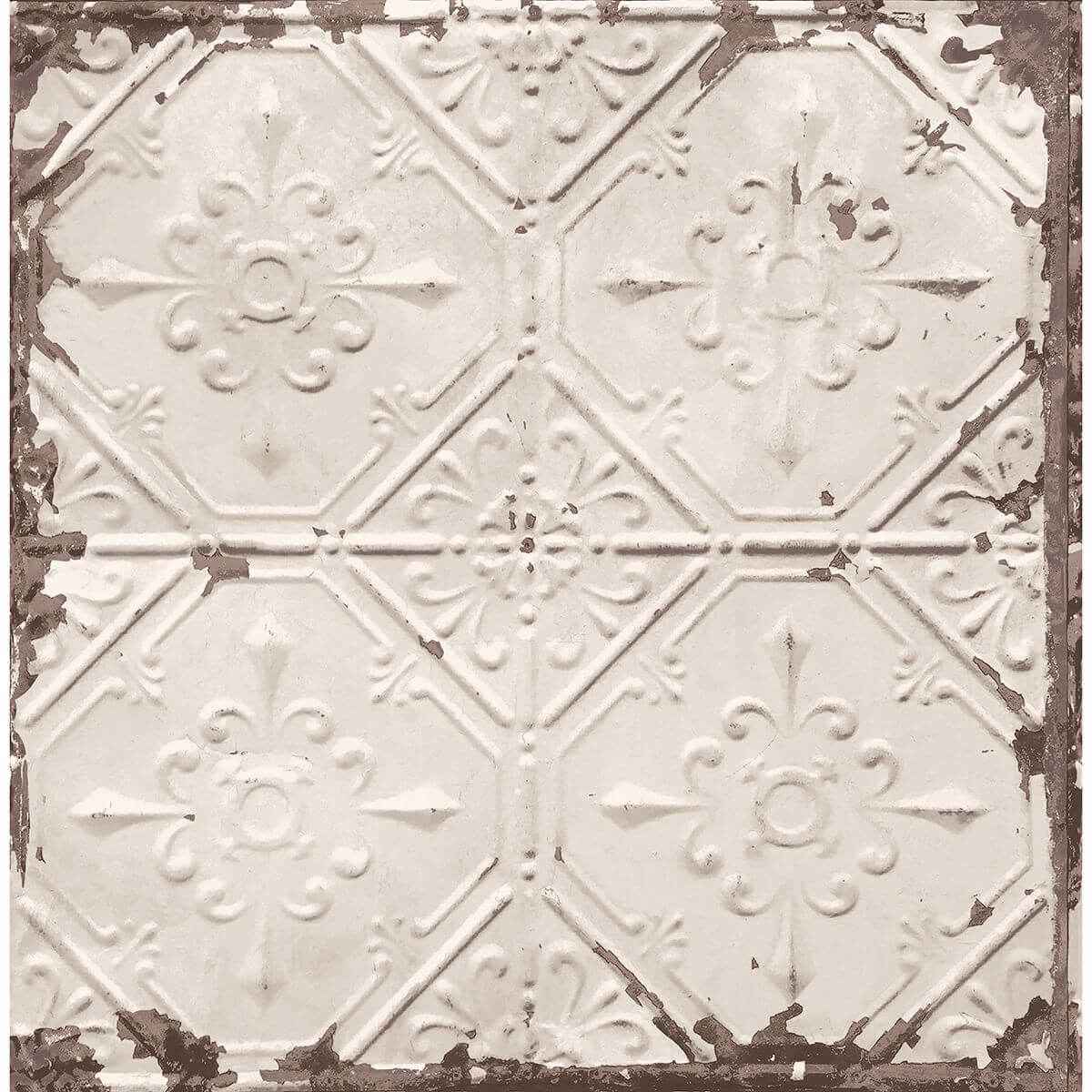 Donahue Off-White Tin Ceiling Wallpaper - York Wallcoverings - 2922-22332