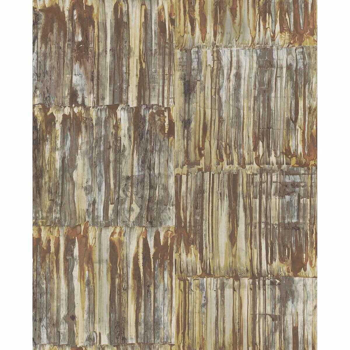 Patina Brass Faux Metal Panels Wallpaper - York Wallcoverings - 2922-24063