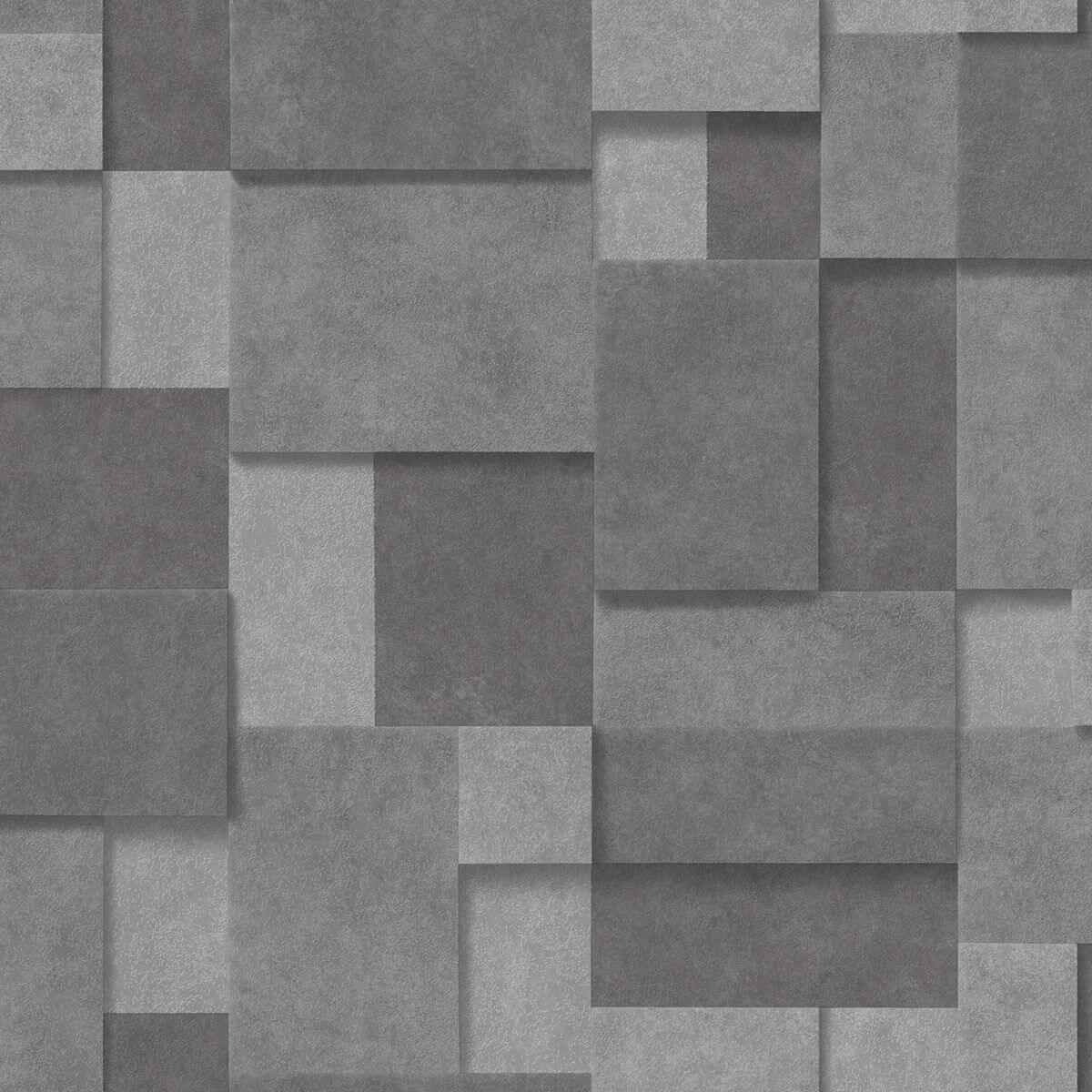 Duchamp Dark Grey Metallic Squares Wallpaper - York Wallcoverings - 2922-25354