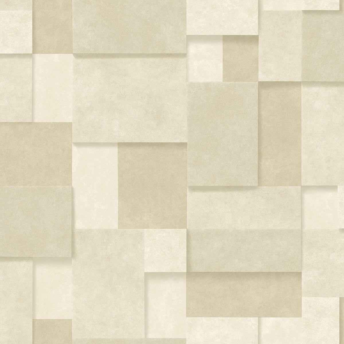 Duchamp Wheat Metallic Squares Wallpaper - York Wallcoverings - 2922-25355