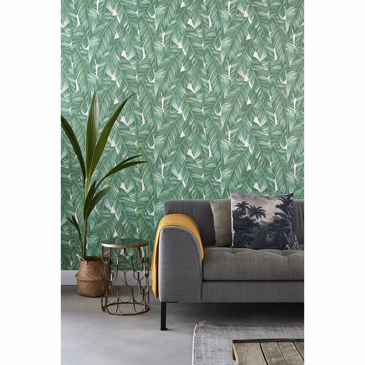 dumott-green-tropical-leaves-wallpaper-york-wallcoverings-dd139014 - York Wallcoverings Wallpaper