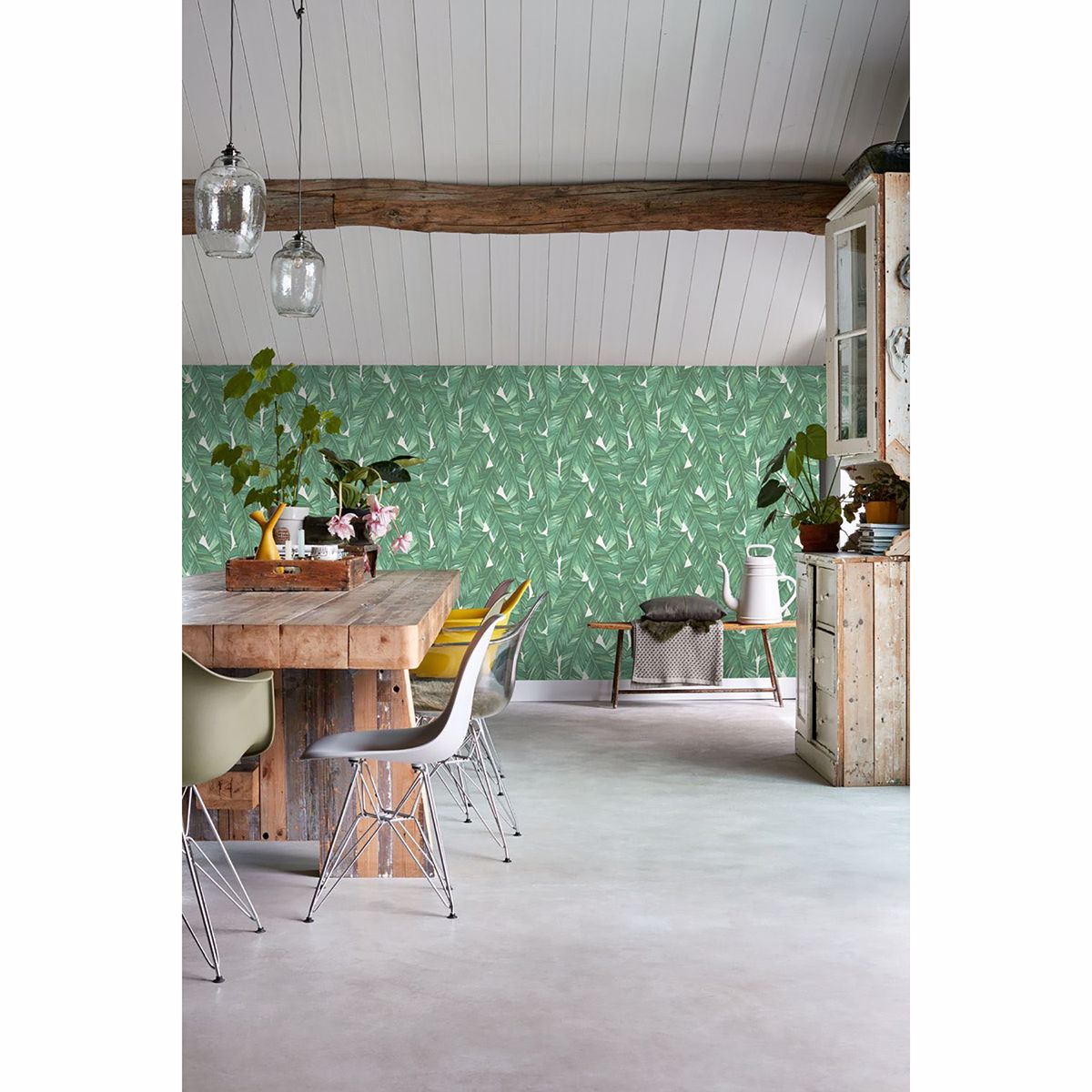 dumott-green-tropical-leaves-wallpaper-york-wallcoverings-dd139014 - York Wallcoverings Wallpaper