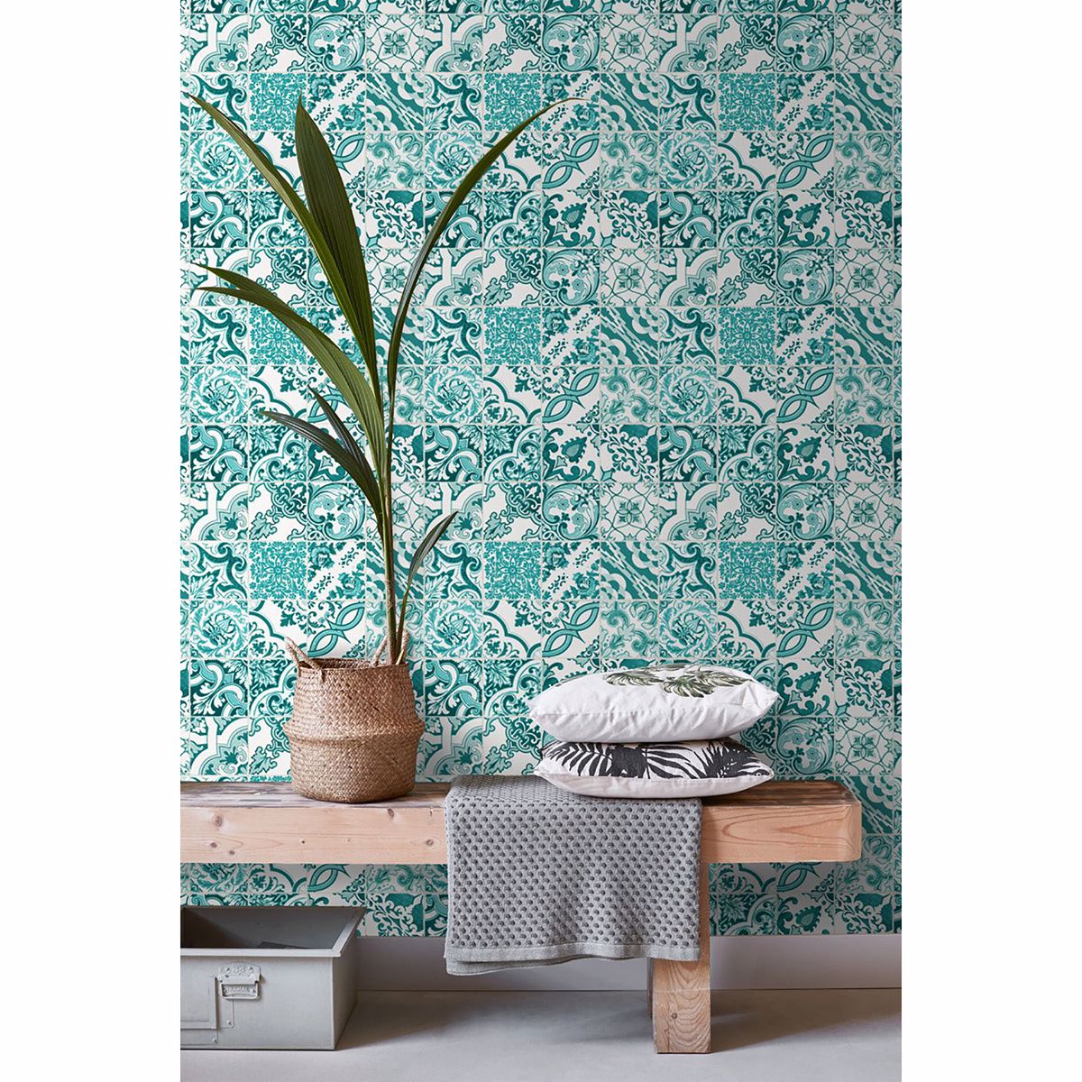 cohen-turquoise-tile-wallpaper-york-wallcoverings-dd148635 - York Wallcoverings Wallpaper