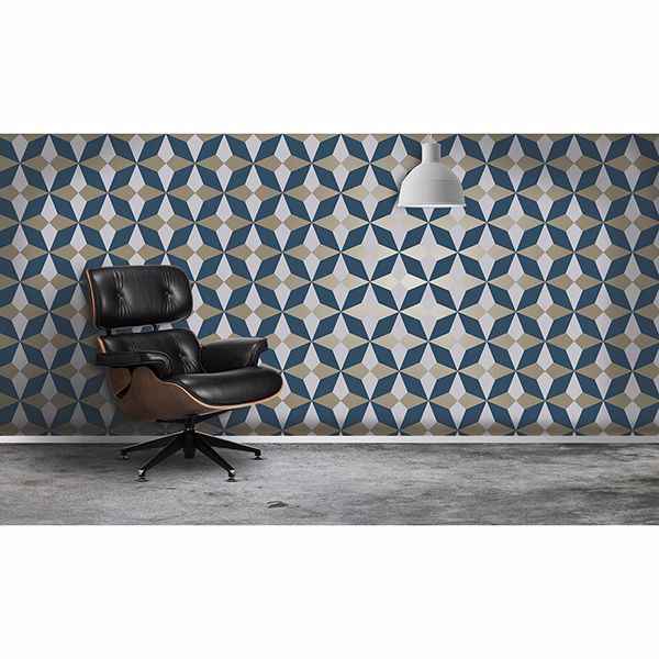Newby Navy Geometric Wallpaper - York Wallcoverings - 2900-42548 - York Wallcoverings Wallpaper