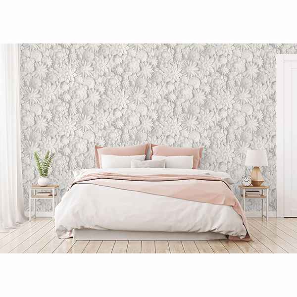 Dacre White Floral Wallpaper - York Wallcoverings - 2900-42554 - York Wallcoverings Wallpaper
