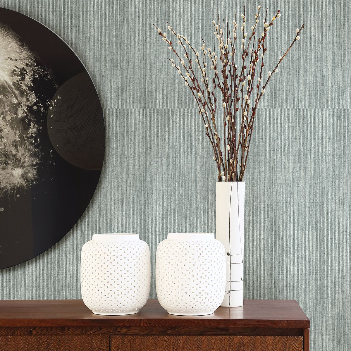 chiniile-light-blue-faux-linen-wallpaper-york-wallcoverings-2861-25289 - York Wallcoverings Wallpaper