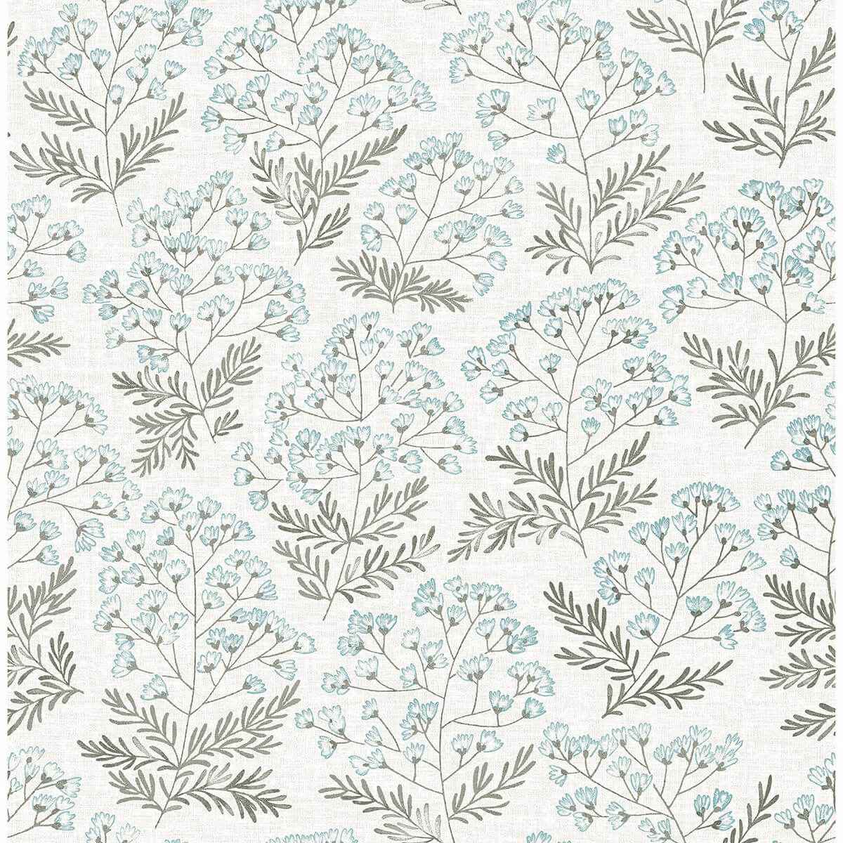 Floret Blue Floral Wallpaper - York Wallcoverings - 2861-25714 - York Wallcoverings Wallpaper