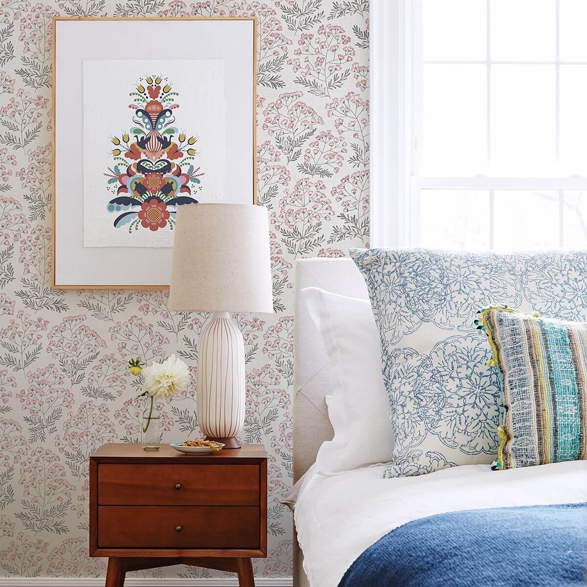 floret-pink-floral-wallpaper-york-wallcoverings-2861-25716 - York Wallpaper Wallpaper