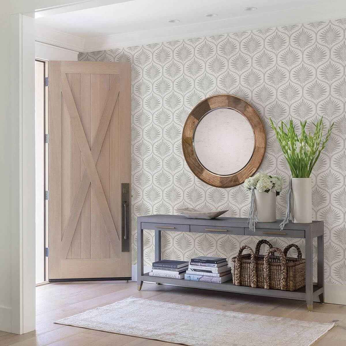Laurel Light Grey Ogee Wallpaper - York Wallcoverings - 2861-25720 - York Wallcoverings Wallpaper
