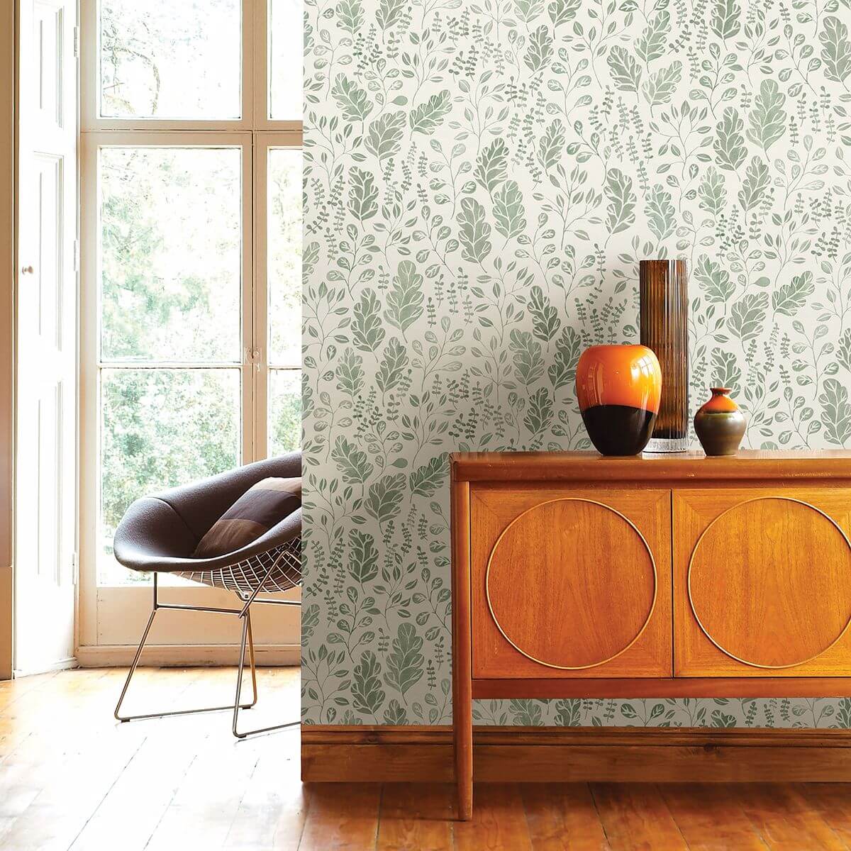 isha-green-leaf-wallpaper-york-wallcoverings-2948-27014 - York Wallcoverings Wallpaper