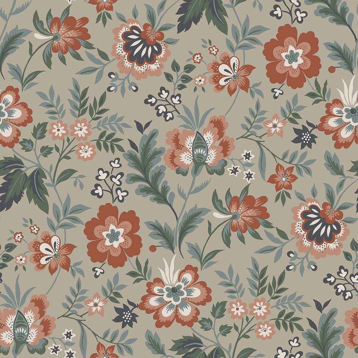 athena-beige-floral-wallpaper-york-wallcoverings-2948-28001 - York Wallcoverings Wallpaper