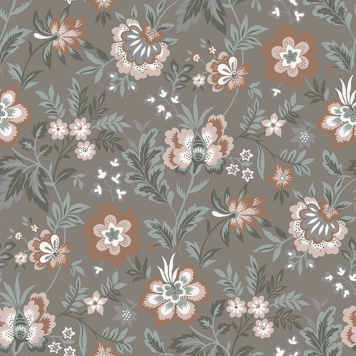 athena-grey-floral-wallpaper-york-wallcoverings-2948-28002 - York Wallcoverings Wallpaper