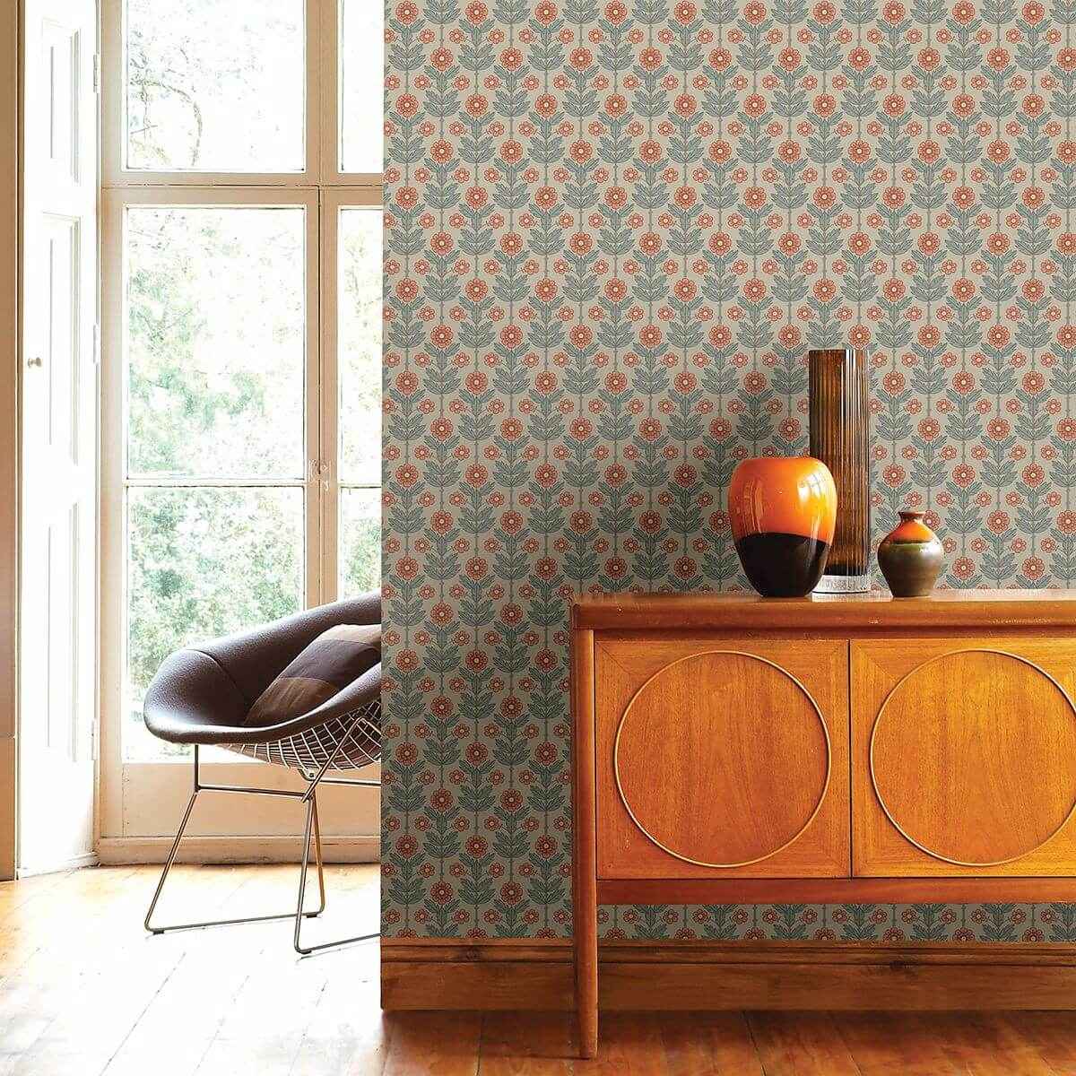 aya-beige-floral-wallpaper-york-wallcoverings-2948-28006 - York Wallcoverings Wallpaper
