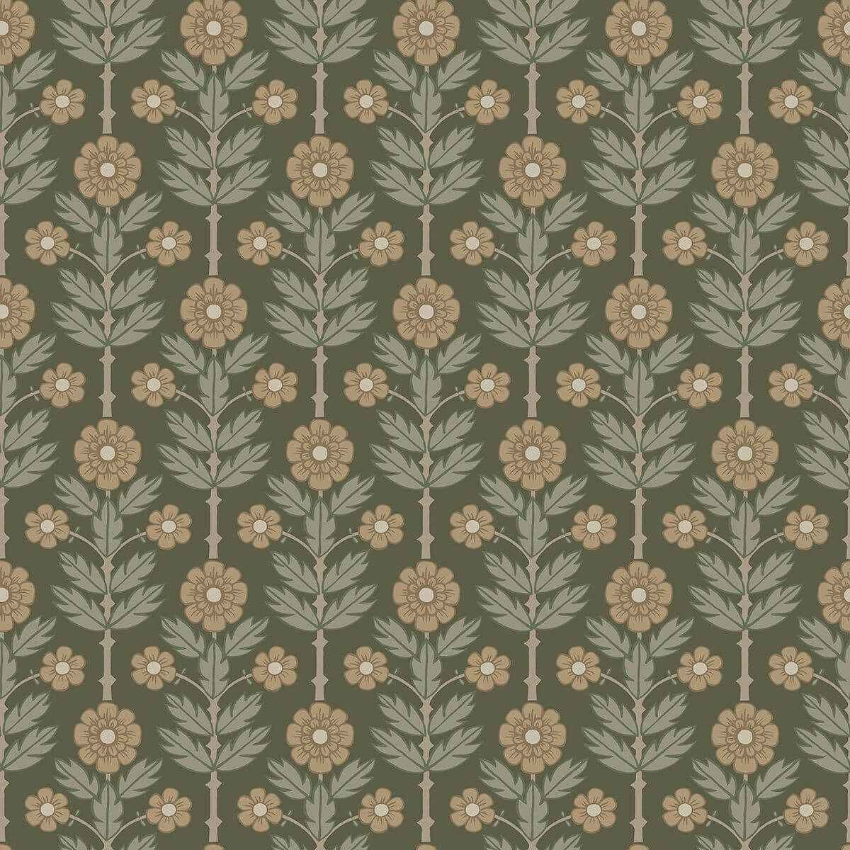 aya-green-floral-wallpaper-york-wallcoverings-2948-28009 - York Wallcoverings Wallpaper
