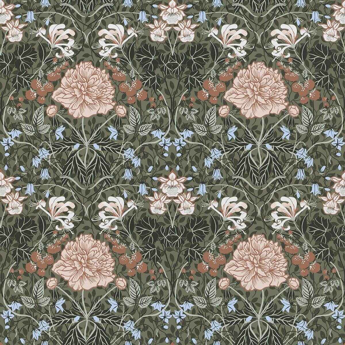 celestine-green-floral-wallpaper-york-wallcoverings-2948-28019 - York Wallcoverings Wallpaper