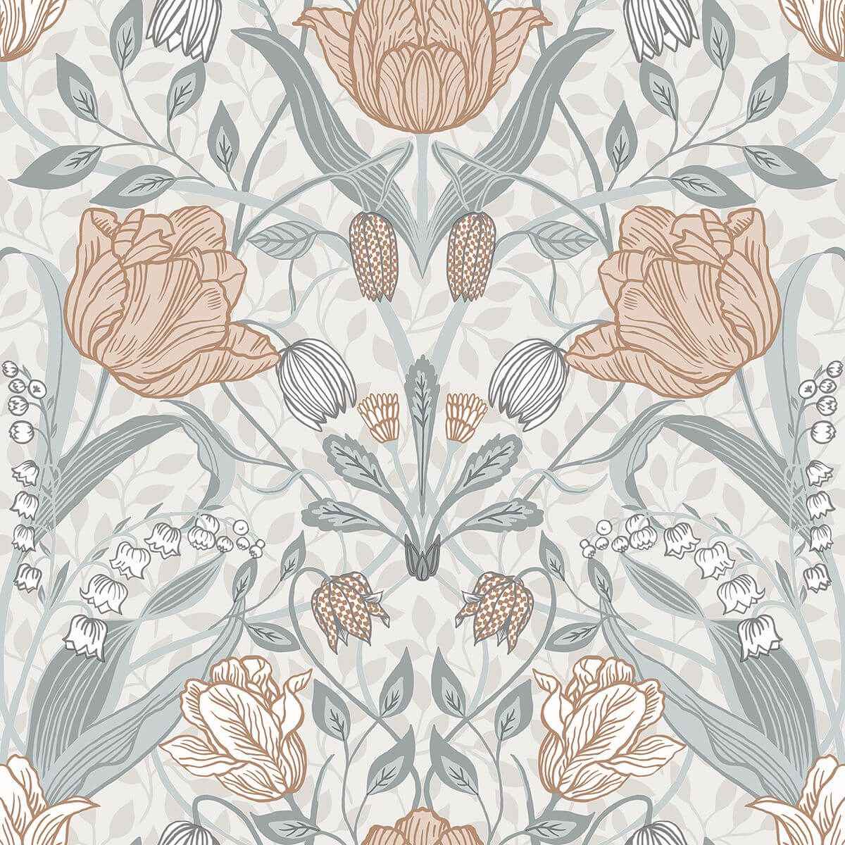 Tulipa Off White Floral Wallpaper - York Wallcoverings - 2948-33005