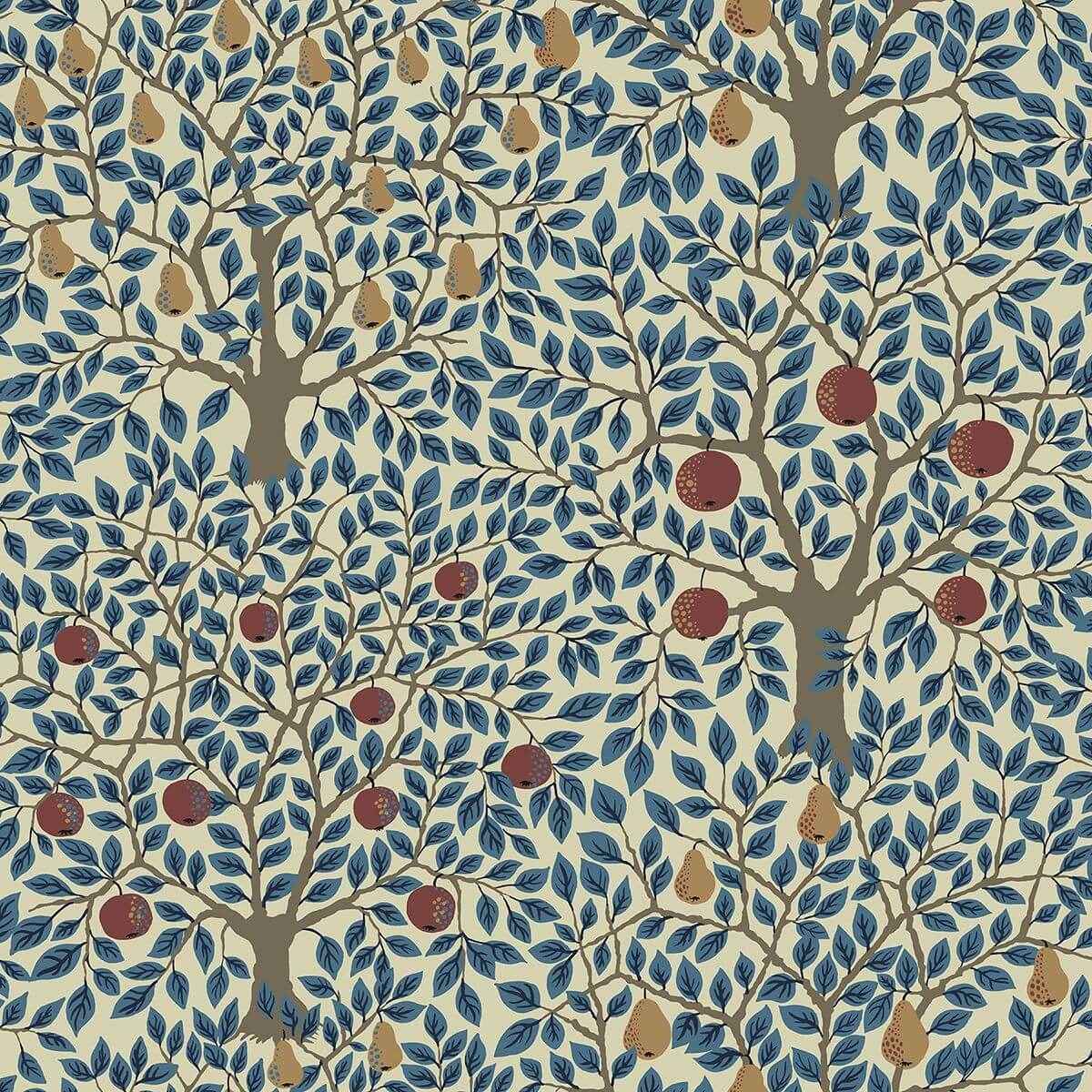 Pomona Blue Fruit Tree Wallpaper - York Wallcoverings - 2948-33013