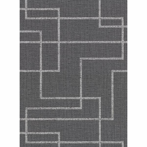 clarendon-charcoal-geometric-faux-grasscloth-wallpaper-york-wallcoverings-2921-50500 - York Wallpaper Wallpaper