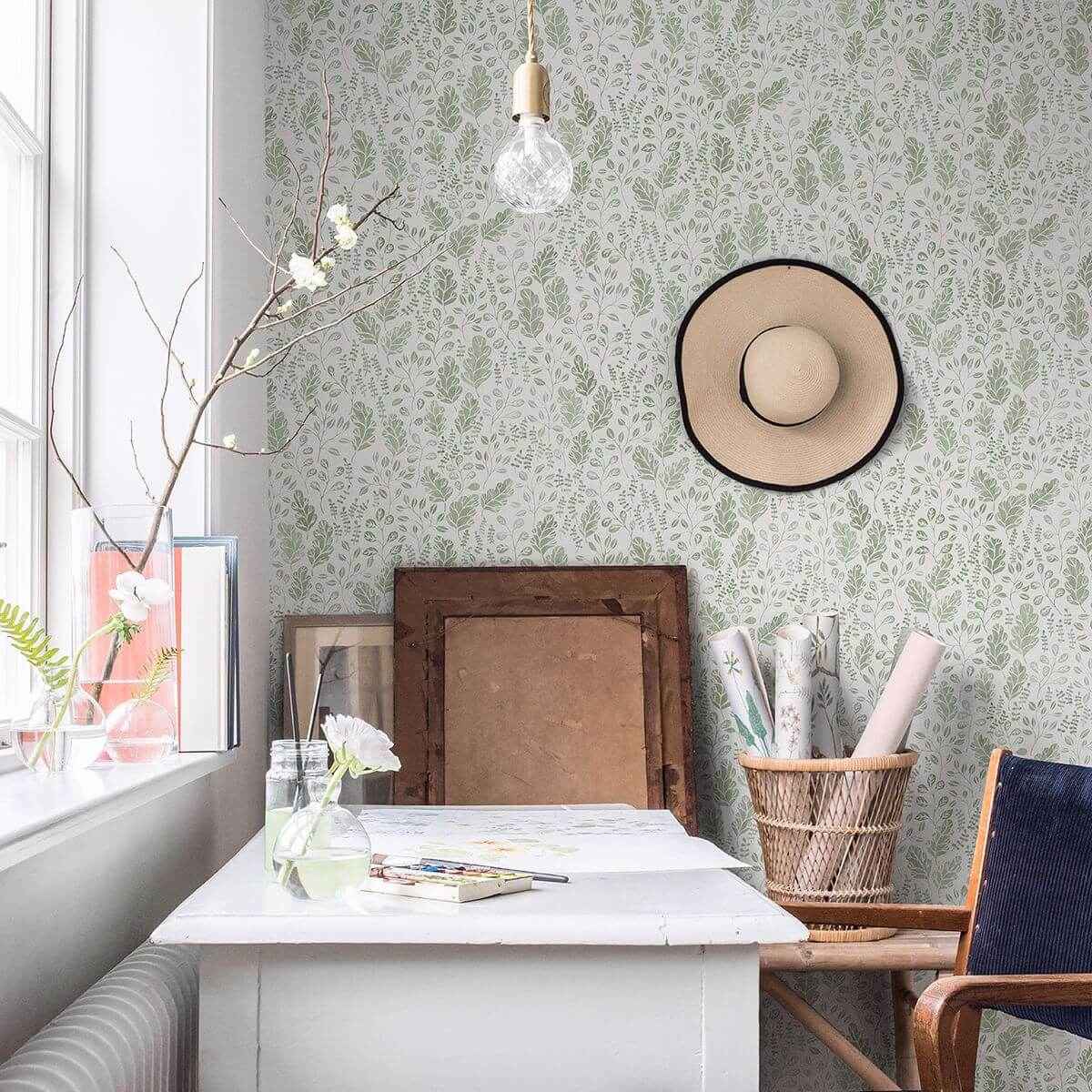 isha-green-leaf-wallpaper-york-wallcoverings-2948-27014 - York Wallcoverings Wallpaper