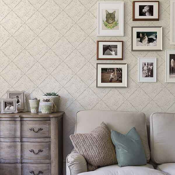 Brandi White Tin Tile Wallpaper - York Wallcoverings - 2904-13091 - York Wallcoverings Wallpaper