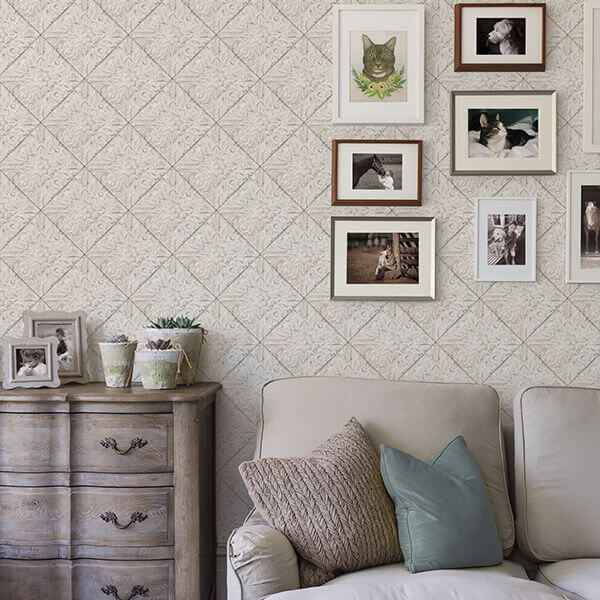 Brandi Grey Tin Tile Wallpaper - York Wallcoverings - 2904-13094 - York Wallcoverings Wallpaper