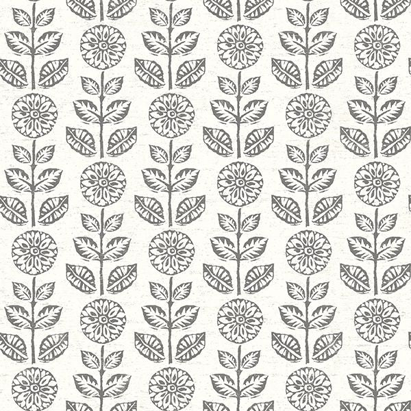 dolly-dark-brown-folk-floral-wallpaper-york-wallcoverings-2904-13511 - York Wallpaper Wallpaper