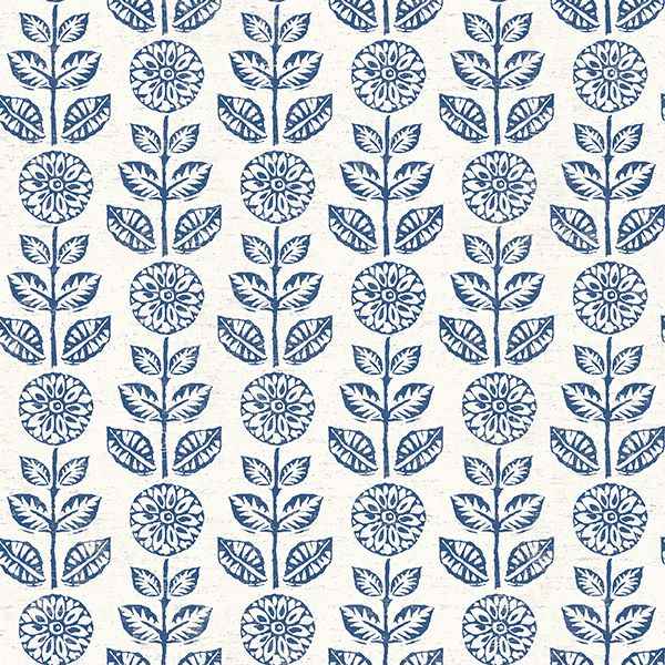 Dolly Navy Folk Floral Wallpaper - York Wallcoverings - 2904-13512 - York Wallcoverings Wallpaper