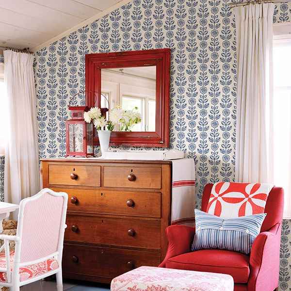 Dolly Navy Folk Floral Wallpaper - York Wallcoverings - 2904-13512 - York Wallcoverings Wallpaper