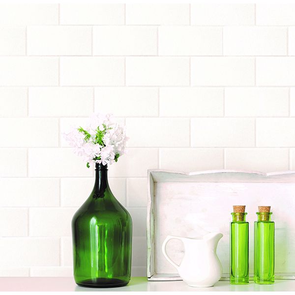 bettina-white-paintable-subway-tile-wallpaper-york-wallcoverings-2904-21399 - York Wallpaper Wallpaper