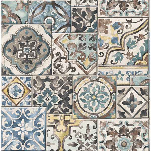 Marrakesh Blue Global Tiles Wallpaper - York Wallcoverings - 2904-22315