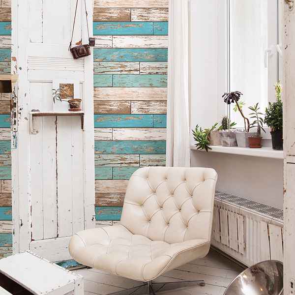 Juda Blue Scrap Wood Wallpaper - York Wallcoverings - 2904-22318 - York Wallcoverings Wallpaper