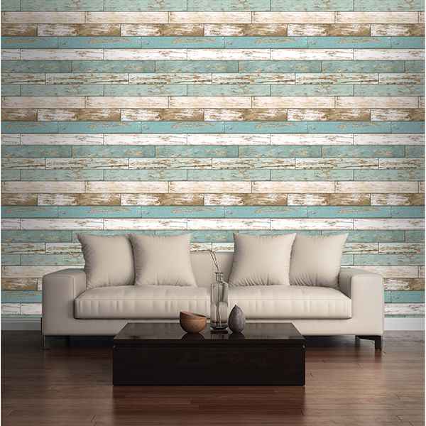 Juda Blue Scrap Wood Wallpaper - York Wallcoverings - 2904-22318 - York Wallcoverings Wallpaper