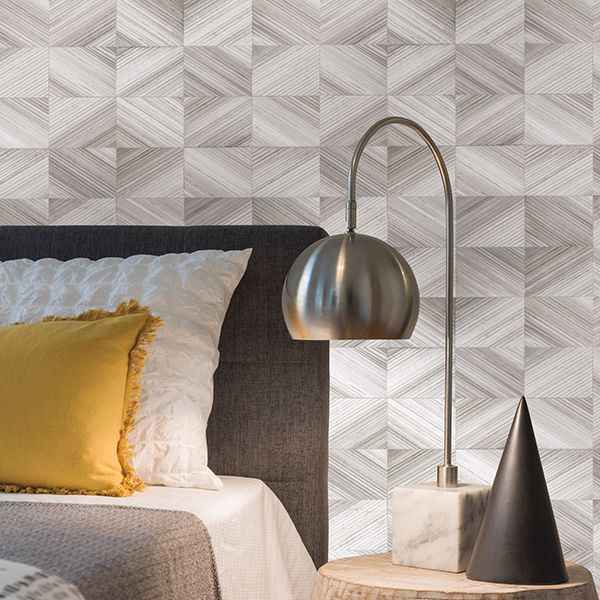 Stratum Grey Geometric Faux Wood Wallpaper - York Wallcoverings - 2904-25379