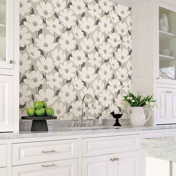 Astera Beige Floral Wallpaper - York Wallcoverings - 2904-25675 - York Wallcoverings Wallpaper