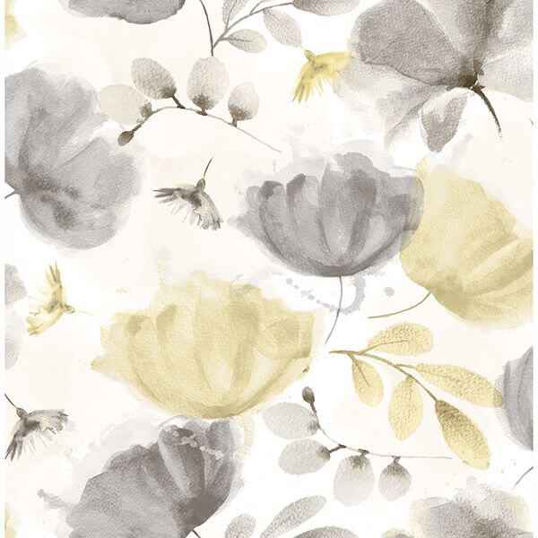 Zahra Grey Floral Wallpaper - York Wallcoverings - 2904-25679 - York Wallcoverings Wallpaper