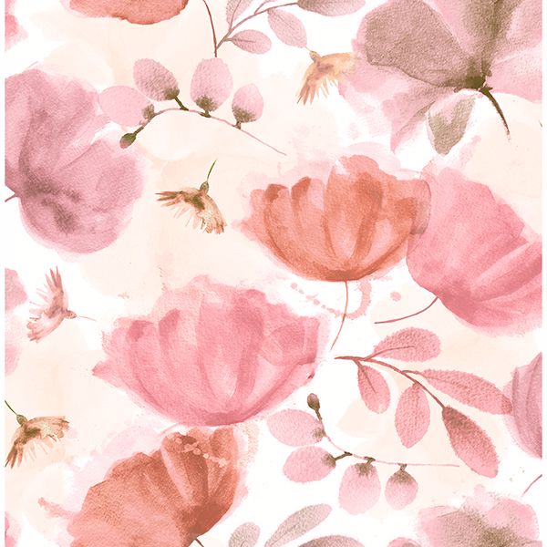 zahra-pink-floral-wallpaper-york-wallcoverings-2904-25680 - York Wallcoverings Wallpaper